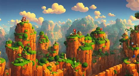 An Amazing Landscape From The World Of Super Mario At Stable Diffusion