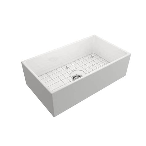 Glacier Bay White Fireclay 33 In Single Bowl Farmhouse Apron Front