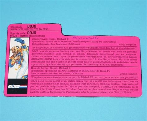 Gi Joe Ninja Force Dojo V File Card Filecard Nl Fr Benelux Hasbro