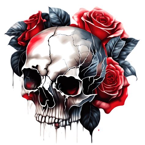 Hyper Realistic Skull with Roses Graphic · Creative Fabrica