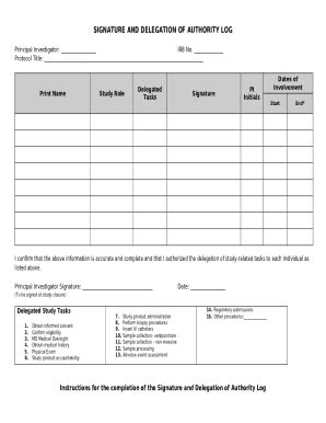 Delegation Of Responsibilities And Site Signature Log Vpr Tamu Doc