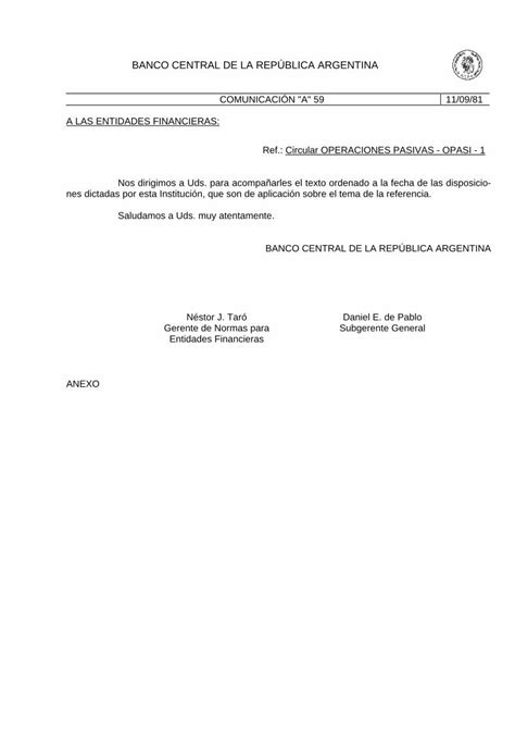 Pdf Banco Central De La Rep Blica Argentina Solicitar El Cierre De