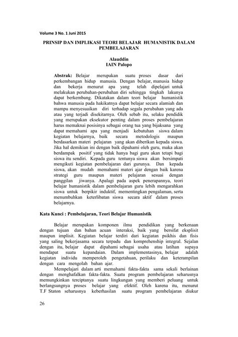 Jurnal Teori Belajar Humanistik Pdf