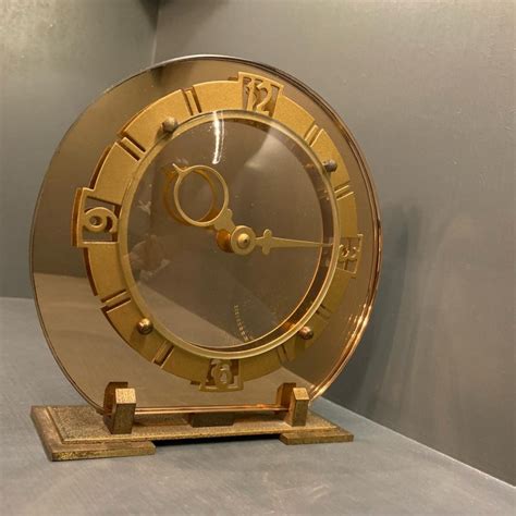 Sold Art Deco Copper Mirrored Mantel Clock Poirot Art Deco Furnishings