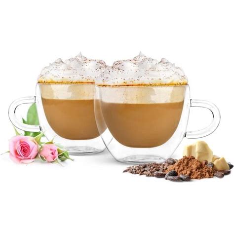 Bey Lot De Tasses Cappuccino Double Paroi Avec Anse Et Cuill Res