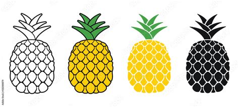 pineapple vector illustration clipart style outline pineapple symbol