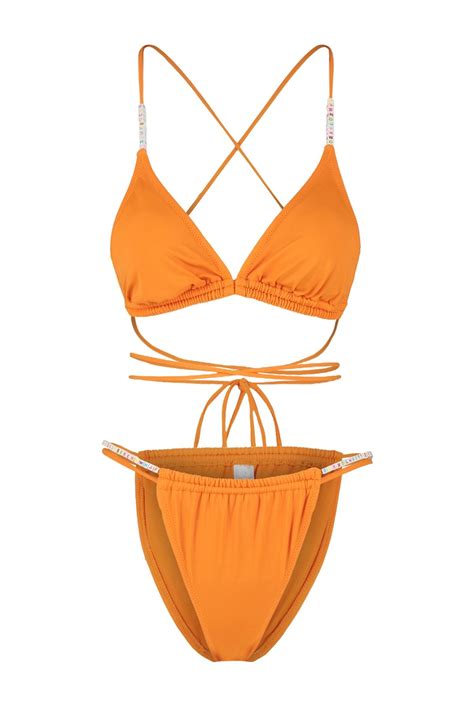 Trendyolmilla Turuncu Üçgen Boncuk Aksesuarlı Normal Paça Bikini Takımı TBESS BT Fiyatı