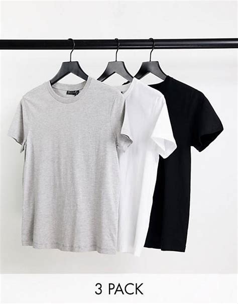 Asos Design Ultimate T Shirt With Crew Neck In Cotton Blend 3 Pack Save