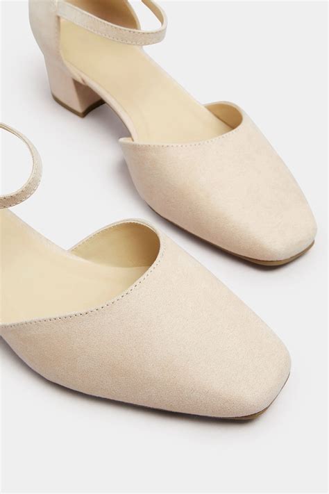 Nude Faux Suede Block Heel Court Shoes In Extra Wide Eee Fit Yours Clothing