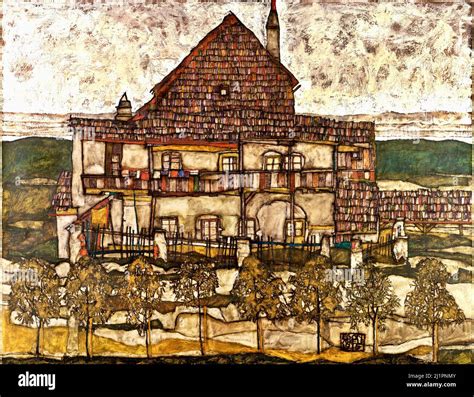 Egon Schiele - House with Shingle Roof (Old House 2) - 1915 Stock Photo ...