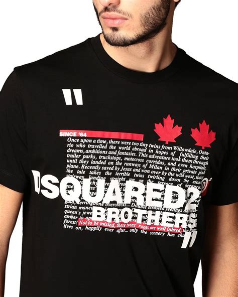 Dsquared Mens Dsquared Brothers Story Text T Shirt Black Merging