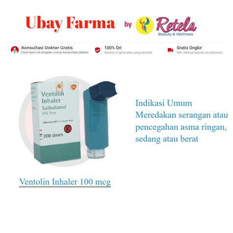 Jual Ventolin Inhaler 100 Mcg 200 Doses Salbutamol Asma Shopee