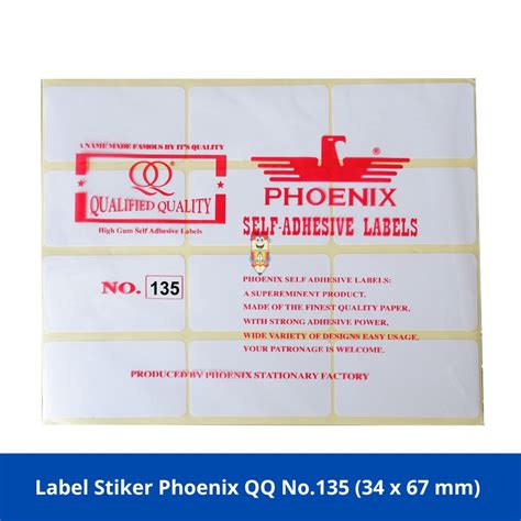 Jual Label Stiker Phoenix QQ No 135 Kertas Harga Nama Undangan 34 X 67