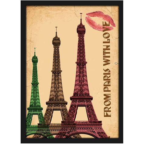 Quadro Decorativo Poster Vintage Paris Torre Eiffel Vidro 20x30 Cm