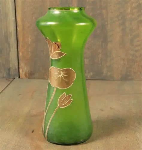 Ancienne Petit Vase Art Nouveau Legras Montjoye Maill Verre Vert