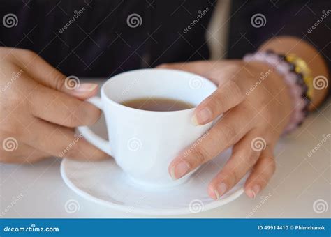 Hand Hold Tea Cup Stock Photo Image Of Fresh Woman 49914410