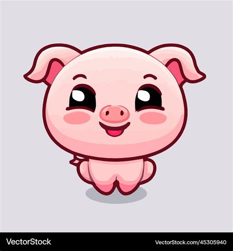 Cute Pig Kawaii Chibi Drawing Style Royalty Free Vector