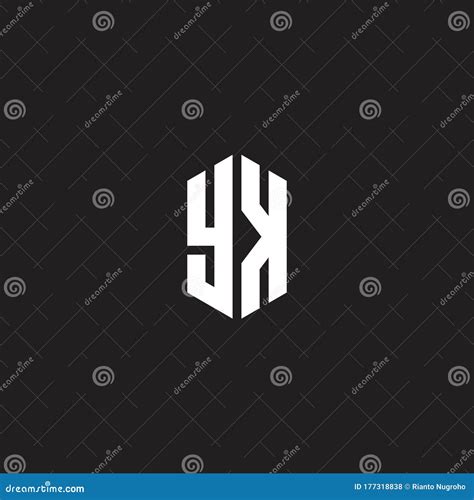 YK Logo Monogram With Hexagon Shape Style Design Template Stock Vector