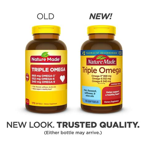 Nature Made Triple Omega 3 6 9 Two A Day Softgels 170 Count Heart