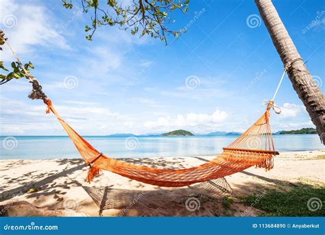 Hangmat Op Het Strand In Thailand Vakantie De Zomervakantie Stock