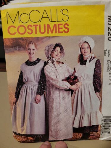 Sew Pattern Mccalls Costumes M7220 Colonial Dress Hat Miss 12 14 Pioneer Ebay