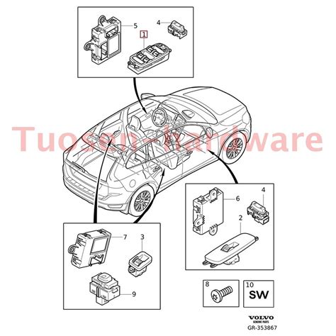 31334348 FRONT RIGHT POWER WINDOW CONTROL SWITCH For VOLVO S60 V60 XC60