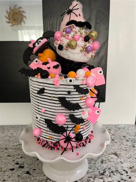 Halloween Fake Cake Whimsical Faux Cake Halloween Pink Decor Etsy