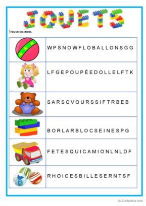 10 Jouets Français FLE fiches pedagogiques pdf doc