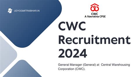 CWC Recruitment 2024 For General Manager Post Apply Now Salary