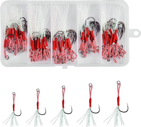 Pcs Assist Jig Fishing Hooks Kit Saltwater Jig Hooks Strong Line