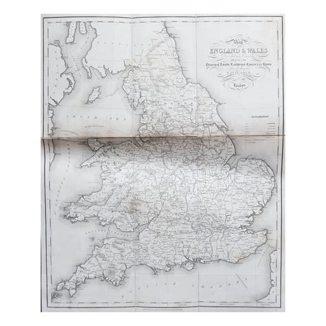 Original Antique Map Of England And Wales With Large Cartouche For Sale