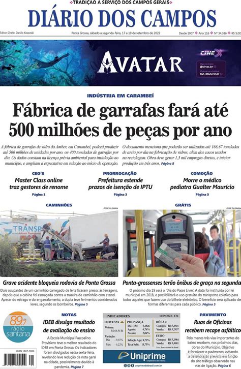 Capa Diário dos Campos Sexta 19 de Agosto de 2022