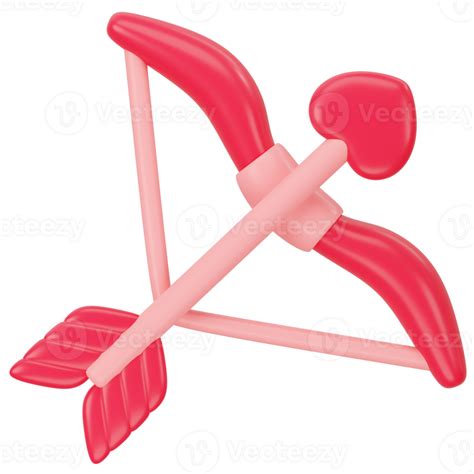 Cupid Bow With Heart Love Arrow 3d Icon Rendering 41733772 Png