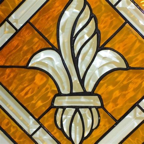 Stained Glass Fluer De Lis Amber Beveled Stained Glass Making