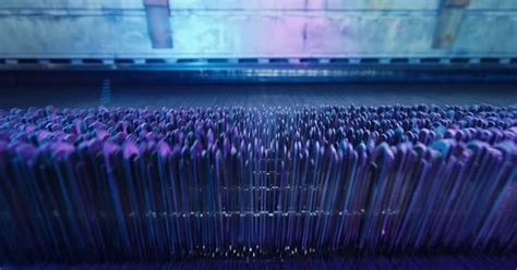 Weaving Loom Industrial Textile Production At Work Close Up Slow