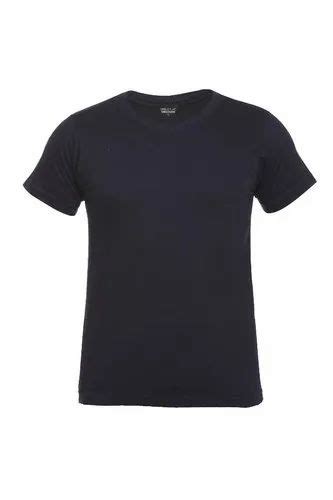 Causal Wear Plain Men Navy Blue Round Neck T Shirt Size S To Xxl At