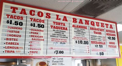 Online Menu Of Tacos La Banqueta Restaurant Dallas Texas 75204 Zmenu