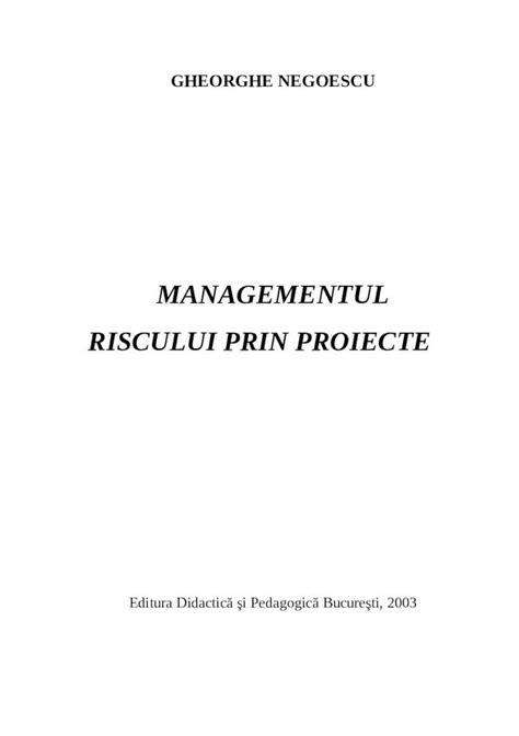 Doc Managementul Riscului Prin Proiecte Dokumen Tips