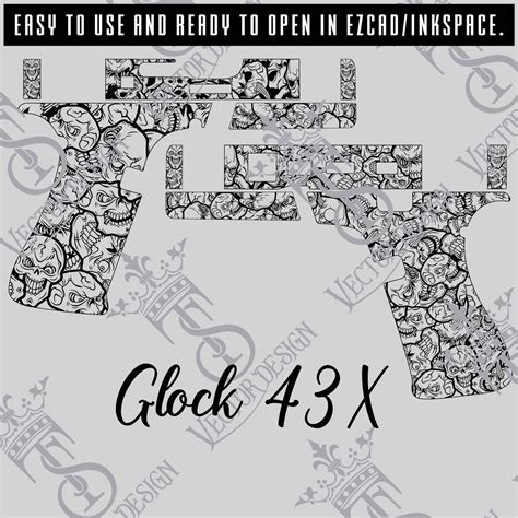 Glock 43x Skull Vector Design Engraving Filespistol Engravevector