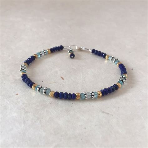 Bracelet En Perles De Lapis Lazuli Apatite Aigue Marine Tha Karen Hill