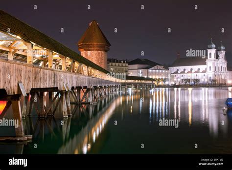 Chapel Bridge Switzerland Stock Photo Alamy