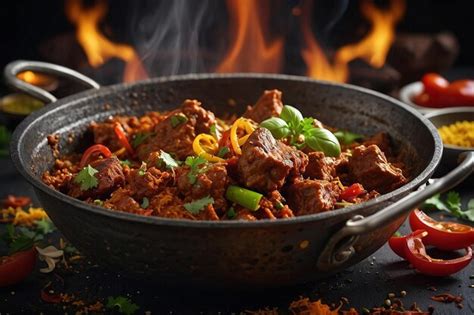 Aromatic Karahi Cooking Meat Spice Harmony Premium Ai Generated Image