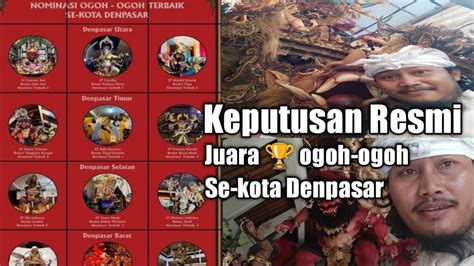 Juara Ogoh Ogoh Keputusan Resmi Lomba Ogoh Ogoh Sekota Denpasar 2023