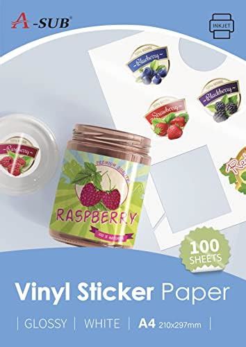 Evergreen Goods 100 Sheets A4 White Glossy Self Adhesive Sticky Back