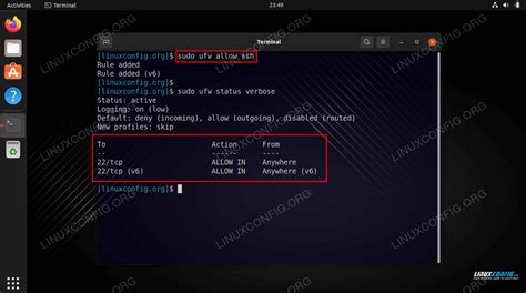 How To Open Ssh Port On Ubuntu Jammy Jellyfish Linux Linuxconfig