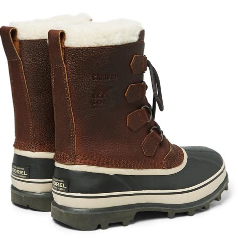 Sorel Caribou Faux Shearling Trimmed Waterproof Leather And Rubber