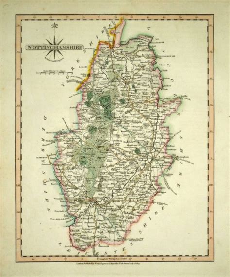 NOTTINGHAMSHIRE By JOHN CARY Engraver C 1809 New Correct English