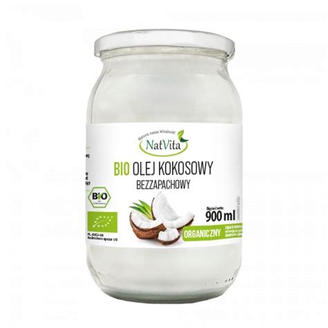 Olej Kokosowy BIO Bezzapachowy Ekologiczny Naturalny Filipiny 900ml