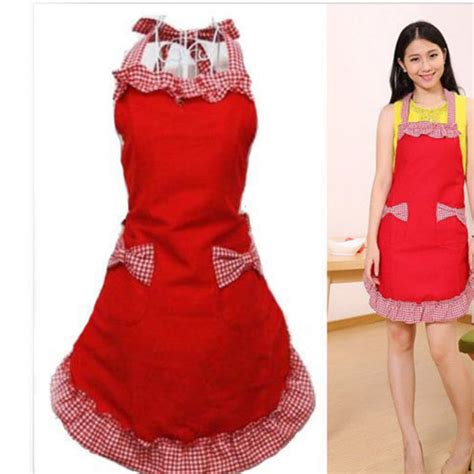 Topumt Women Vintage Cute Bowknot Apron Cooking Kitchen Bib Dress With