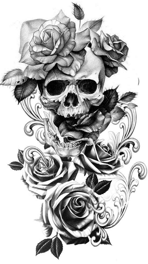 Skull And Rose Tattoo Drawings